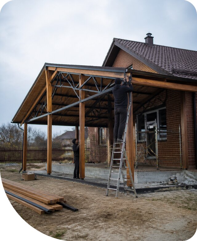Пристройка навеса к дому и участку в Архангельске под ключ