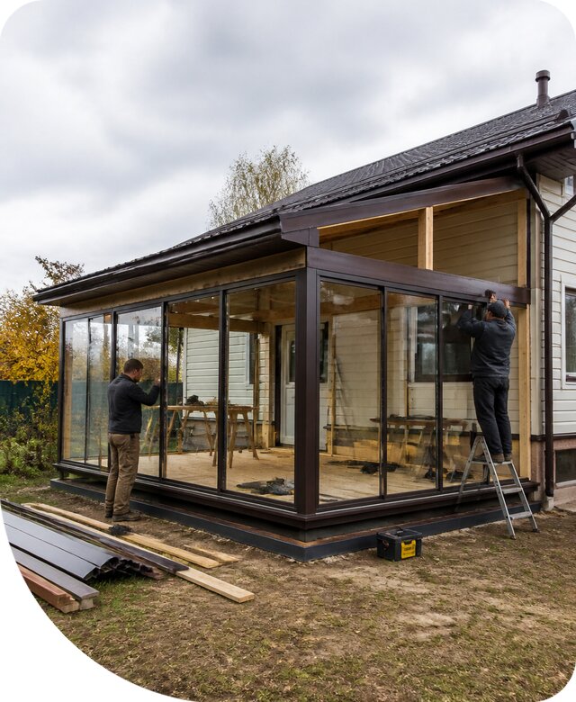 Строительство и монтаж закрытой веранды в Архангельске под ключ